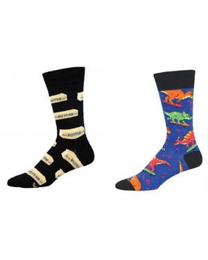 Socksmith Straight Butter & Skate Or Dinosaur Socks - Black