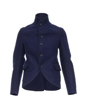 Comme des Garçons Comme Des Garcons Felt High Collar Cropped Jacket - Blue