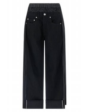 Junya Watanabe Wide-Leg Denim Jeans With Pleated Inserts And Trompe L'Oeil Button - Black