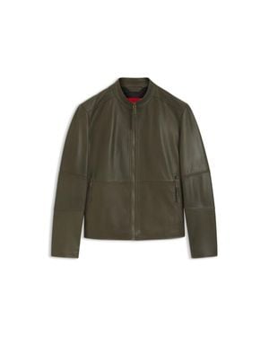 HUGO Grained-Leather Jacket - Green