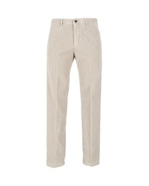 BRIGLIA Pinstriped Slim-Fit Pants - Natural