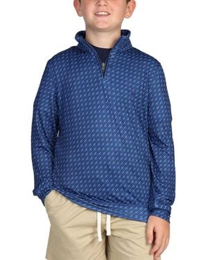 Tailorbyrd Geo Printed Performance 1/4-Zip Pullover - Blue
