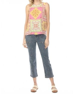 Charlie b Embroidered Cropped Utility Narrow Leg Jeans - Blue