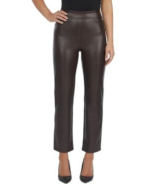 Laundry by Shelli Segal Faux Leather Vegan Straight Leg Pants - Gray