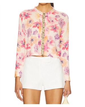 Le Superbe Coquette Floral Cropped Sweater - White
