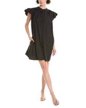 Madewell Flutter Sleeve Button Front Mini Dress - Black