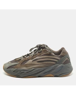 Yeezy Boost 700 Size 44.5 Knit Fabric And Leather Lace Up Sneakers - Brown