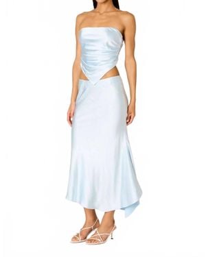 Nia Beatrice Satin Midi Skirt - Blue
