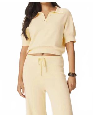 Splendid Christa Polo Short Sleeve Sweater - Natural