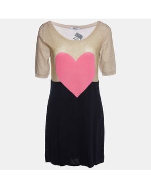 Moschino Cheap And Chic Heart Lurex & Cotton Knit Mini Dress - Pink