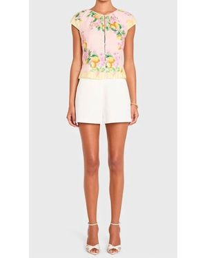Amanda Uprichard Pinto Front Loop Button Closure Top - White