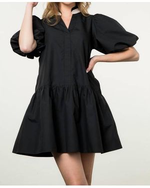 Thml Puff Sleeve V-Neck Dress - Black