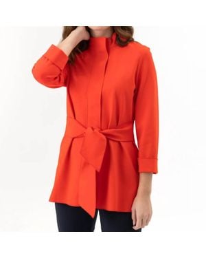 Renuar Woven Sashed Jacket - Red