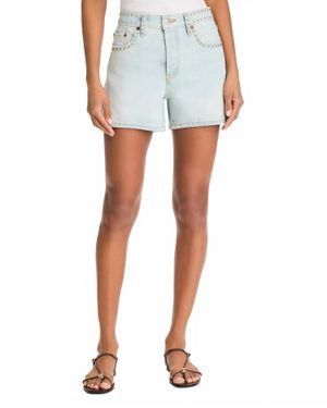 RE/DONE Studded Mid Rise Boy Short - Blue