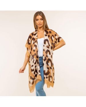TRUEDAMES Lightweight Bold Animal Print Kimono Poncho - Metallic