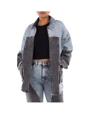 ROTATE BIRGER CHRISTENSEN Ladies Medium Denim Oversized Patchwork Jacket - Black