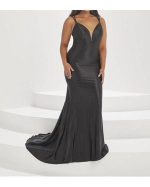 Tiffany Designs Fitted Heat Stone Gown - Black