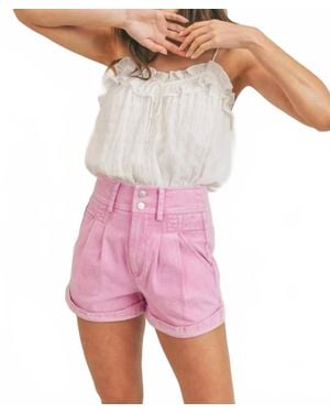 ..,merci High Rise Acid Wash Denim Shorts - Pink