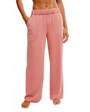 Free People Don'T Wait Up Lounge Wide Leg Pant - Red