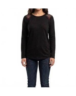 Roper Lacy Long Sleeve Top - Black