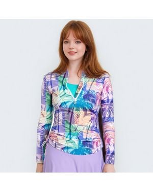 Calypsa Half-Zip Long Sleeve Rash Guard Nora Swim Top - Blue