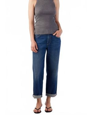 AMO Valentina Mid Rise Relaxed Straight Jeans - Blue