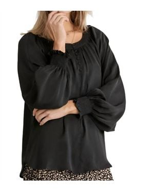 Umgee Puff Sleeve Satin Blouse - Black