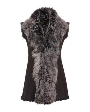 Infinity Leather Toscana Shearling Nappa Leather Sheepskin Gilet - Black