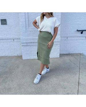 Wishlist Ribbed Sweater Knit Skirt - Blue