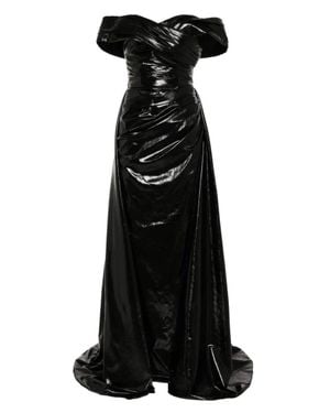 Saiid Kobeisy Lame Off-Shoulder Dress - Black