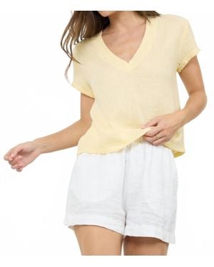 Lamade Suri Deep V-Neck Gauze Tee - White