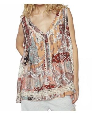 Pol V-Neck Floral Lace Top - Multicolor
