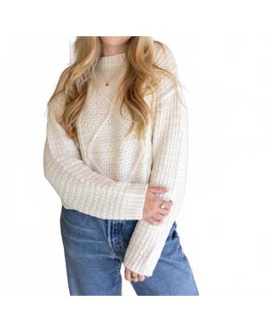 GRADE & GATHER Classic Cable Knit Sweater - Blue