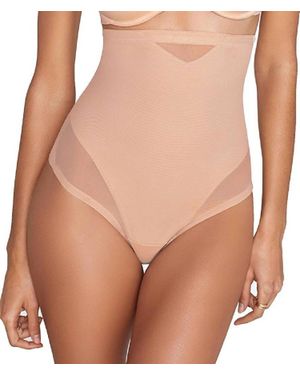 Miraclesuit Sexy Sheer Shaping Extra Firm Control High Waist Thong Shapewear - Brown