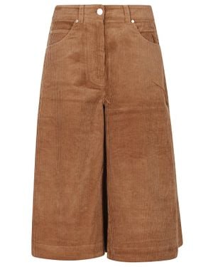 Essentiel Antwerp Sugar Cotton Corduroy Flared Bermuda Shorts - Brown