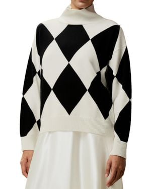 LILYSILK Argyle Preppy Wool Sweater For - Black