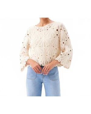Karen Kane Flare Sleeve Crochet Top - Blue