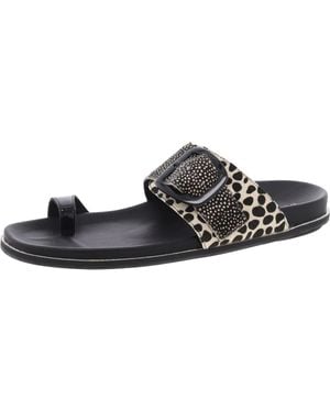 Donald J Pliner Lorenzo Toe Loop Calf Hair Slide Sandals - Black