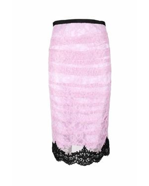 Anna Molinari Lace Overlay Viscose-Blend Midi Skirt - Pink