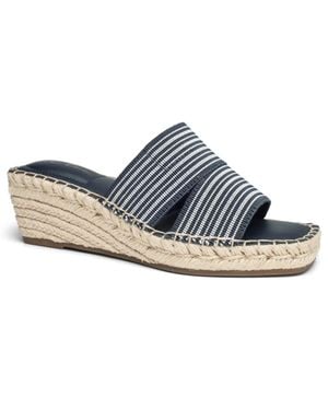 Me Too Cayman Sandals Square Toe Wedge Heel Espadrille Zap788 - Blue