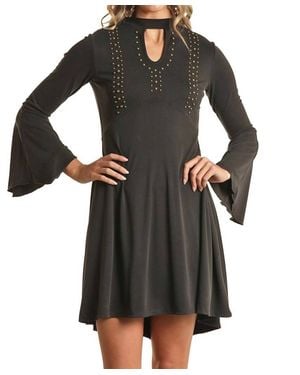 Panhandle Bell Sleeve Mini Dress - Black