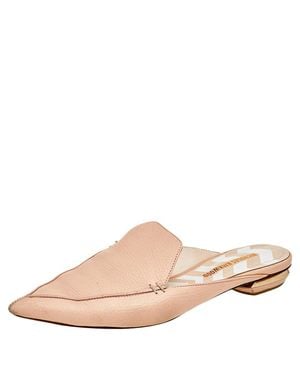 Nicholas Kirkwood Cream Leather Pointed Toe Beya Flat Mule Sandals - Natural