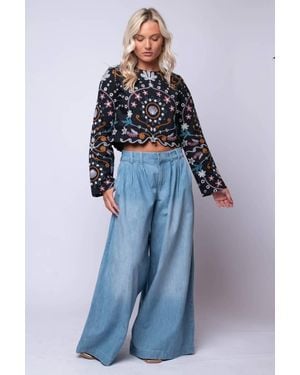 Cleobella Leela Embroidered Top - Blue