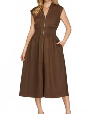 She + Sky Margot Midi Dress - Brown