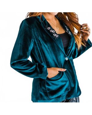 Layerz Clothing Bethany Velvet Blazer - Blue