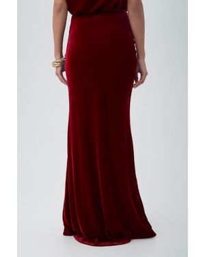 Trina Turk Rabina Velvet Mermaid Maxi Skirt - Red