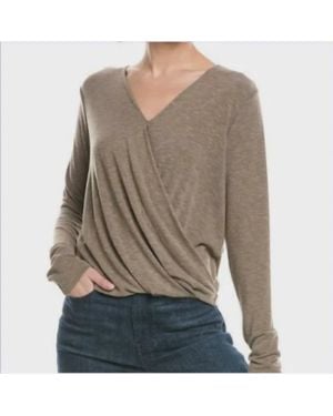 Michael Stars Janet Tahoe Surplice Long Sleeve Top - Gray