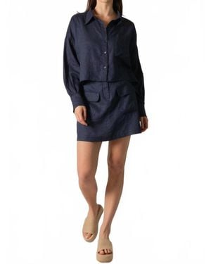 P.Cill Linen Cargo Skirt - Blue