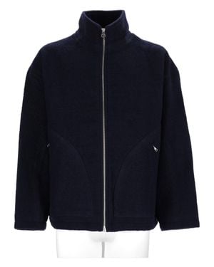 YMC High Collar Zip-Through Virgin Wool Jacket - Blue