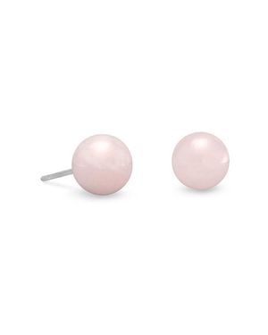 Fashnzfab Rose Quartz Stud Earrings - Pink